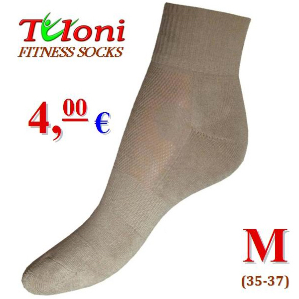 3 x Pairs Sport Fitness Socks Tuloni M (35-37) Beige Art. T0995M