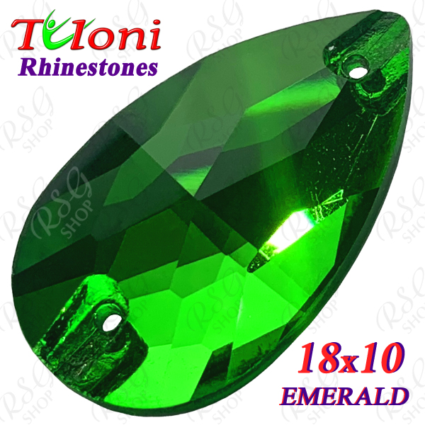 Strass Tuloni 10 pcs Emerald 18x10 Pear Sew-On Flat Back