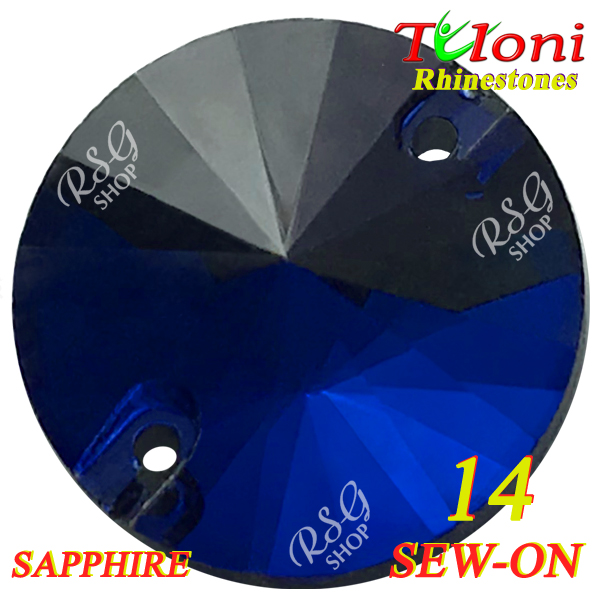 Strass Tuloni 10 pcs Sapphire 14 Round Sew-On Flat Back Strass Tuloni 10 pcs Sapphire 14 Round Sew-On Flat Back